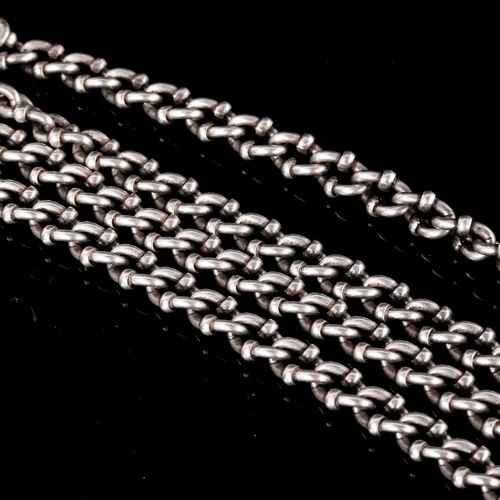 720 - JOUXLI LISE GAMMELTOFT - a heavy Vintage Danish unmarked white metal double-strand chain necklace, n... 