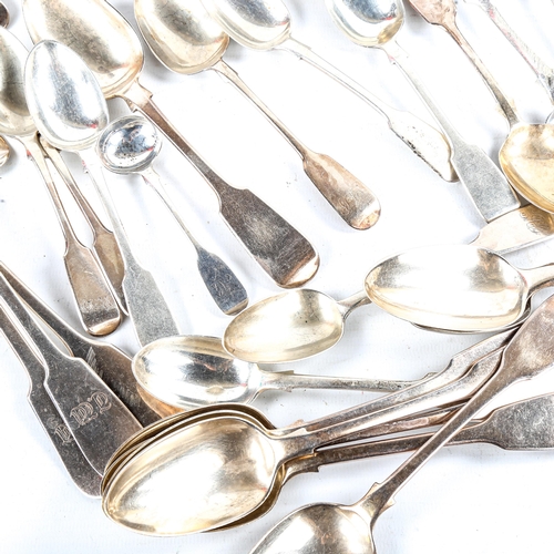 755 - A large quantity of various silver cutlery, including Georgian, William IV, Victorian etc, assay off... 