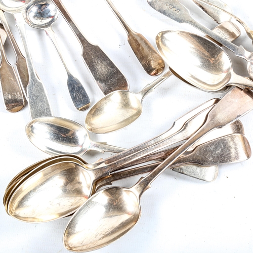 755 - A large quantity of various silver cutlery, including Georgian, William IV, Victorian etc, assay off... 