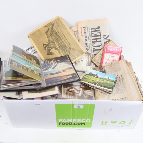 100 - Various Vintage topographical post cards, Vintage maps, ephemera, Exhibition magazines etc