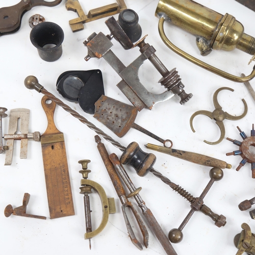 68 - Various Vintage watchmaking tools, including desk-mounted anvil (boxful)