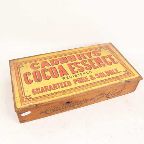 74 - An Antique Cadbury's Cocoa Essence pine adverting display box, W39cm, H8cm, D22cm