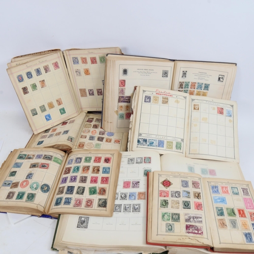 86 - Various Vintage world postage stamp albums, including leather-bound stamps of all nations with Penny... 