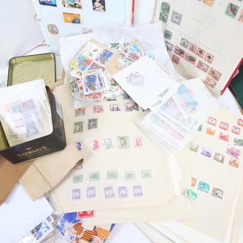 98 - Various world postage stamp albums, loose stamps etc (boxful)