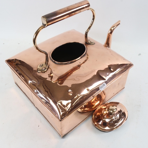 312 - A large Victorian square copper ships kettle