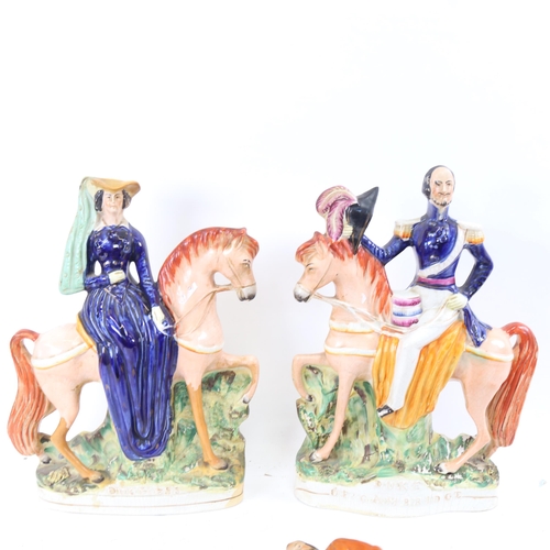 319 - Various Staffordshire figure groups, including Garibaldi, Tom King, Duke and Duchess of Cambridge et... 