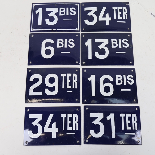 338 - 8 Continental blue ground enamel signs, 10cm x 15cm