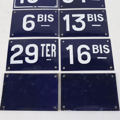 338 - 8 Continental blue ground enamel signs, 10cm x 15cm