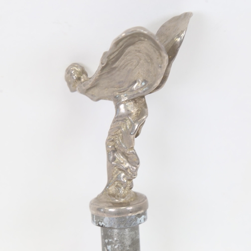 348 - A Vintage nickel plate Spirit of Ecstasy car mascot, height excluding post fitting 10cm