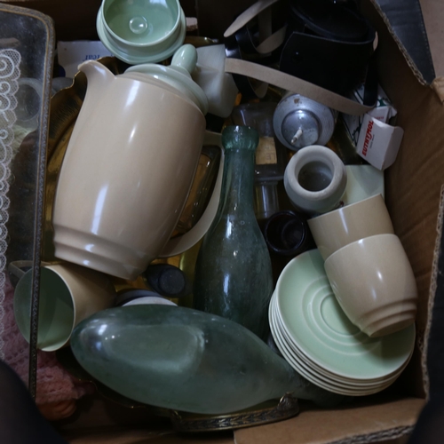 381 - Dressing table items, coffee ware, bottles etc