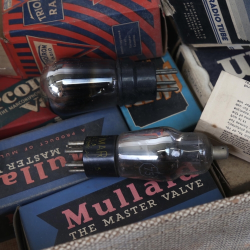 413 - A collection of boxed radio valves, including Osram, Mazda and Mullard, various sizes