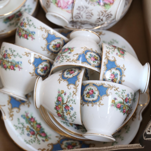 445 - 1930s dinner service with painted motifs, Coalport tea set, and other teaware