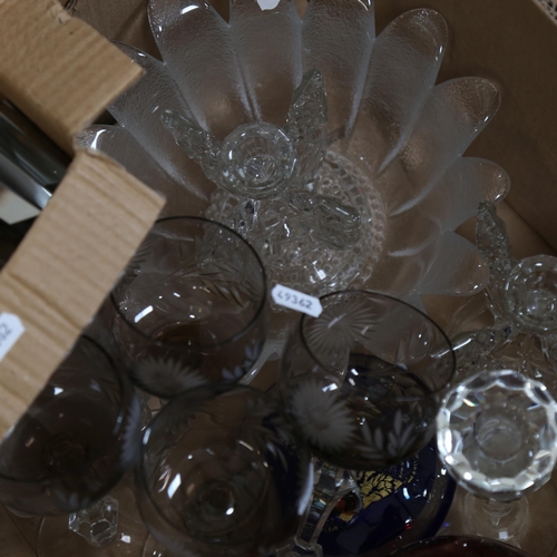 483 - A box of glassware, including decanter and goblets