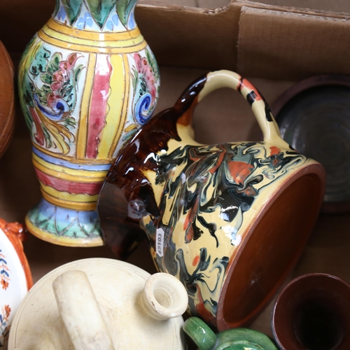 493 - Vintage terracotta jug, vase etc