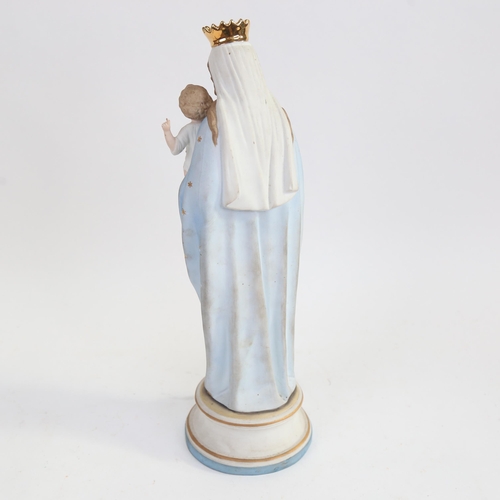 529 - A Continental bisque porcelain group Madonna and Child, height 37cm