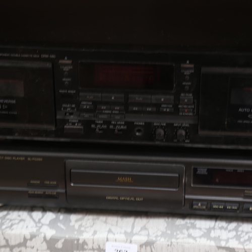 262 - Vintage stacking Hi-Fi, comprising Denon double-cassette deck DRW-580, and Technics compact disc pla... 