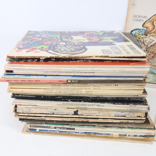 281 - Various Vintage vinyl LPs and records, including Leonard Cohen, Gerry Mulligan, Jelly Roll Morton et... 