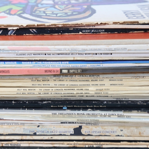 281 - Various Vintage vinyl LPs and records, including Leonard Cohen, Gerry Mulligan, Jelly Roll Morton et... 