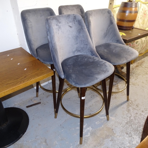 2505 - A set of 4 upholstered high-back bar stools, H120cm