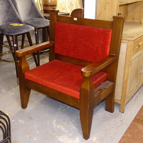 2508 - An oversized upholstered pub armchair, W90cm, H106cm