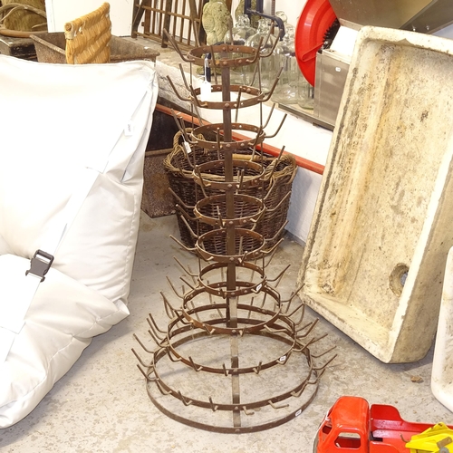 2703 - A wrought-iron 11-tier bottle drying stand, H98cm