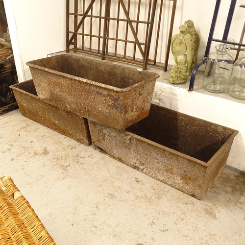 2714 - 3 cast-iron troughs by Ransomes