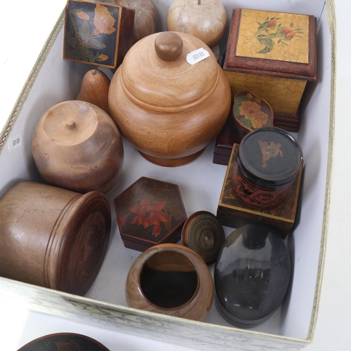 624 - Various decorative boxes, treen items etc