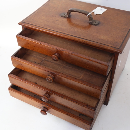 630 - A Victorian table-top 4-drawer mahogany cabinet, with carrying handle, width 31.5cm