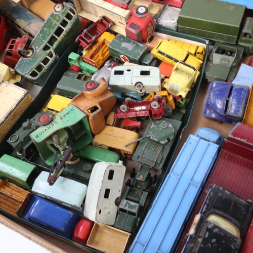 653 - A box of diecast toy cars and lorries, including Corgi and Dinky