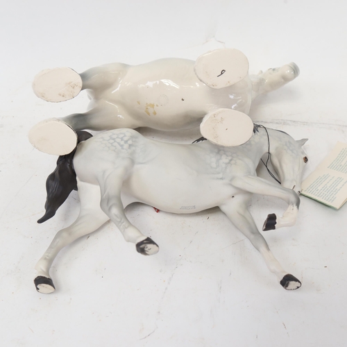 684 - 2 Beswick Dapple Grey horses, tallest 21cm