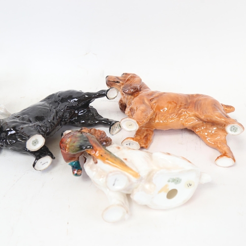 709 - 4 Royal Doulton Spaniel figures, and another (A/F)