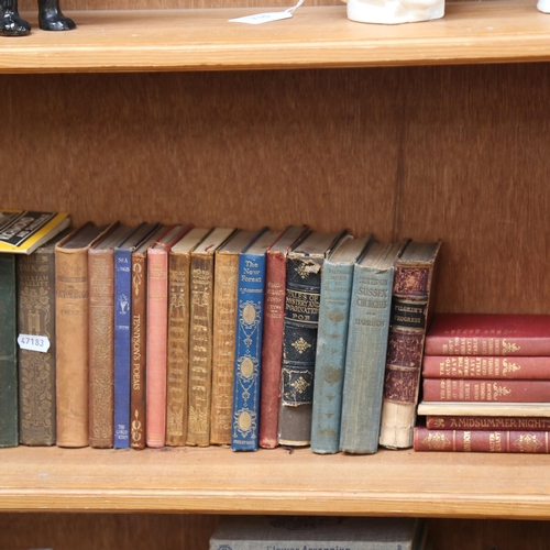 714 - A shelf of Vintage hardback books, including George Meredith, leather-bound Thomas De Quincy etc