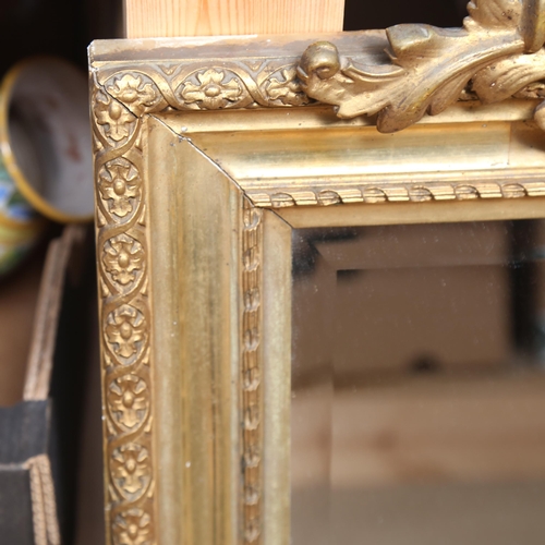 754 - A rectangular gilt-gesso bevel-edge wall mirror, overall height 73cm