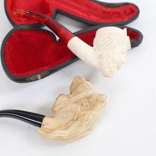 802 - 2 19th century Meerschaum figural pipes