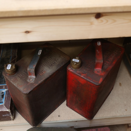 845 - 3 Vintage painted oil/petrol cans, and a larger paraffin can (4)