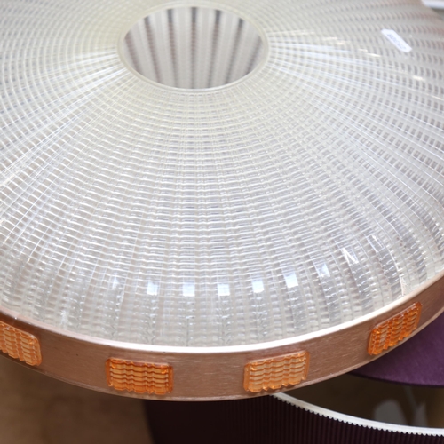 847 - A Vintage moulded perspex UFO light shade, and a modern purple ceiling light shade (2)