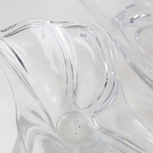 1017 - 2 clear free-form Art glass vases, longest 56cm