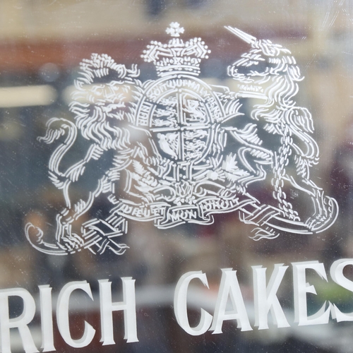 1023 - Teak-framed mirrored sign advertising Macfarlane, Lang & Co's Rich Cakes, with Royal crest, height 6... 