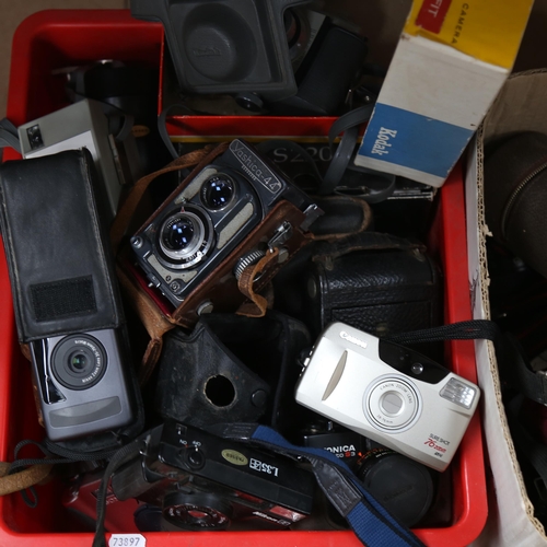 1044 - Various cameras, including Agfa, Canon, and Sony, with tripod and various accessories