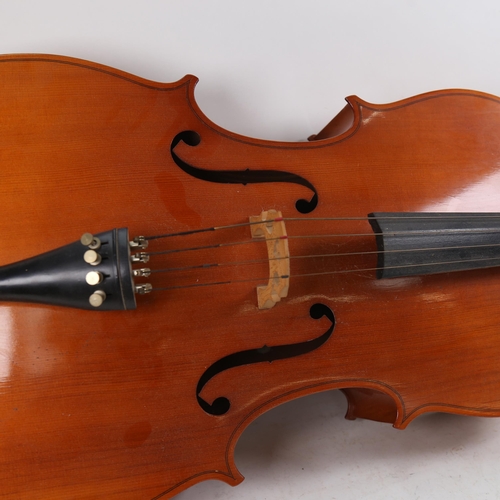 1093 - A modern cello with case, total length 122cm