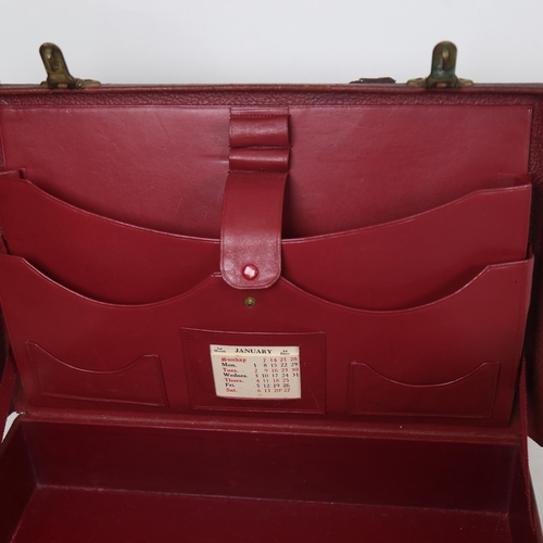 858 - Brignalls balance scales with Avery weights, and a reg leather briefcase