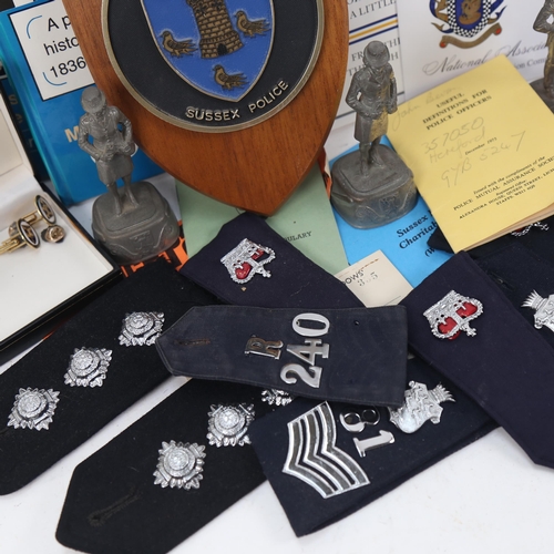 928 - Various Police ephemera, including epaulettes, history booklets, pewter figures etc