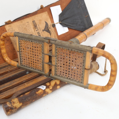 932 - An Antique Bussey's hawk kite, and various gamekeeper items, including shooting stick