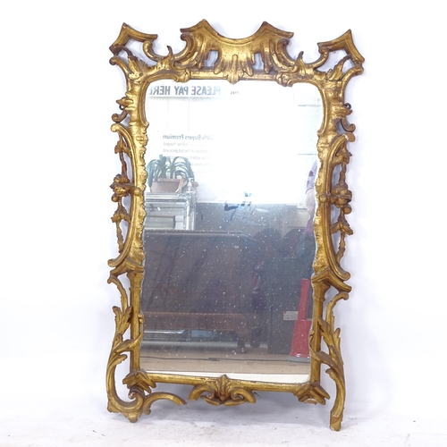 2415 - A 19th century gilt-wood Florentine style wall mirror, W64cm, H103cm