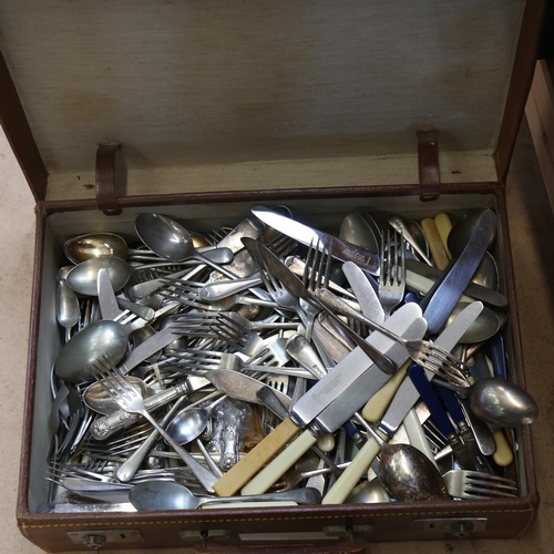 1210 - A large quantity of mixed plated flatware (boxful)