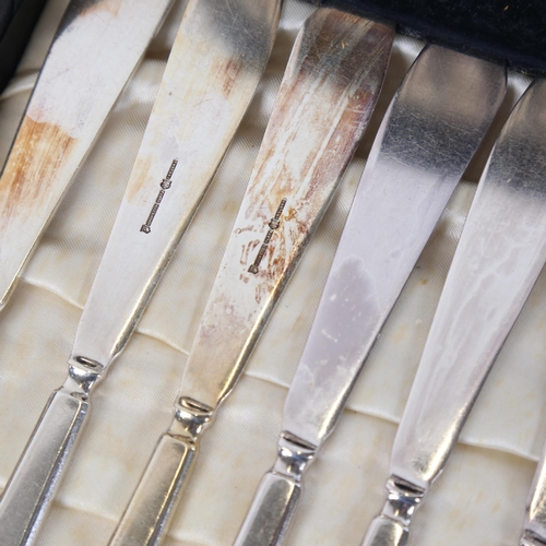 1229 - A cased set of 6 Art Deco silver coffee spoons, and matching sugar tongs, Sheffield 1928, and an Elk... 