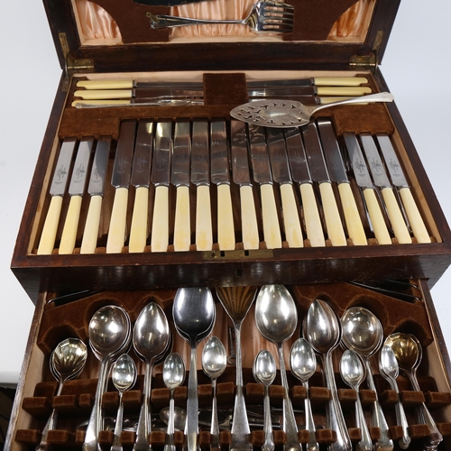 1239 - A canteen of mixed plated cutlery, including carving set, various makers