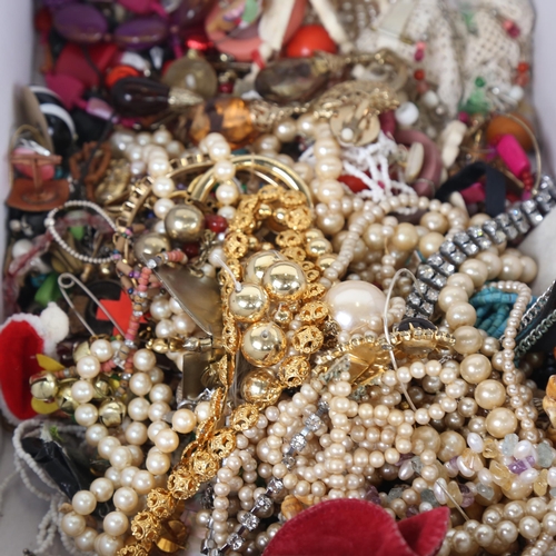 1242 - A large quantity of mixed costume jewellery, pearl necklaces, brooches etc