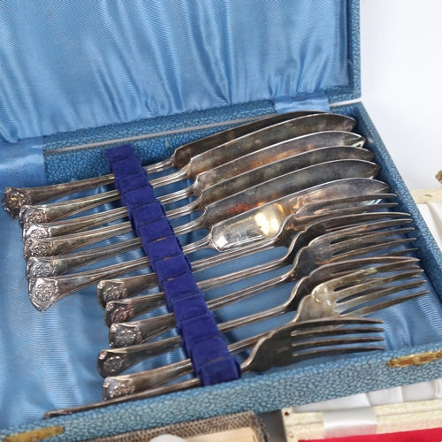 1255 - 5 various cased sets of cutlery