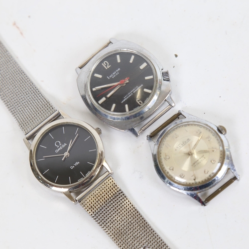 1276 - A Lucerne chrome plate watch, a Nerlex chrome plate wristwatch, and a reproduction fashion watch